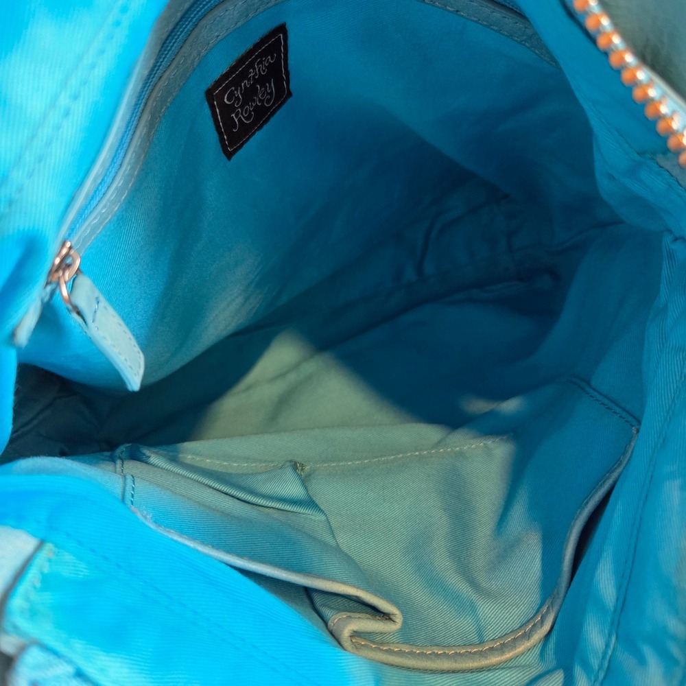 Cynthia Rowley Teal Blue Leather Scalloped Mermaid Scale Hobo Shoulder Bag - Picture 3 of 8